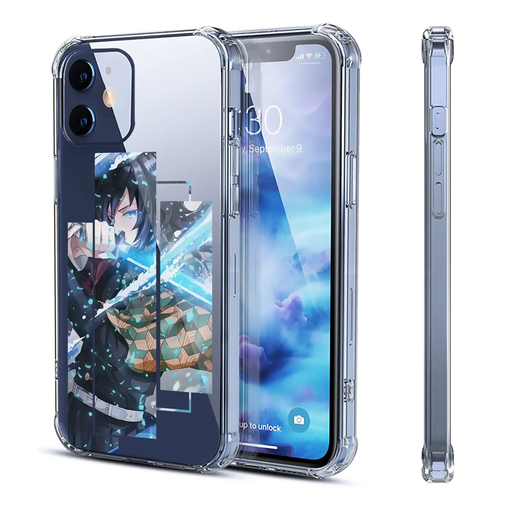 鬼滅の刃 グッズ,冨岡 義勇 - IPhone 12シリーズ対応 ・ 透明スマホケース ・ クリアソフトケース ・ TPU素材 ・ 耐衝撃 ・ 高密着 ・ 防汚 防指紋 ・ 簡単着脱